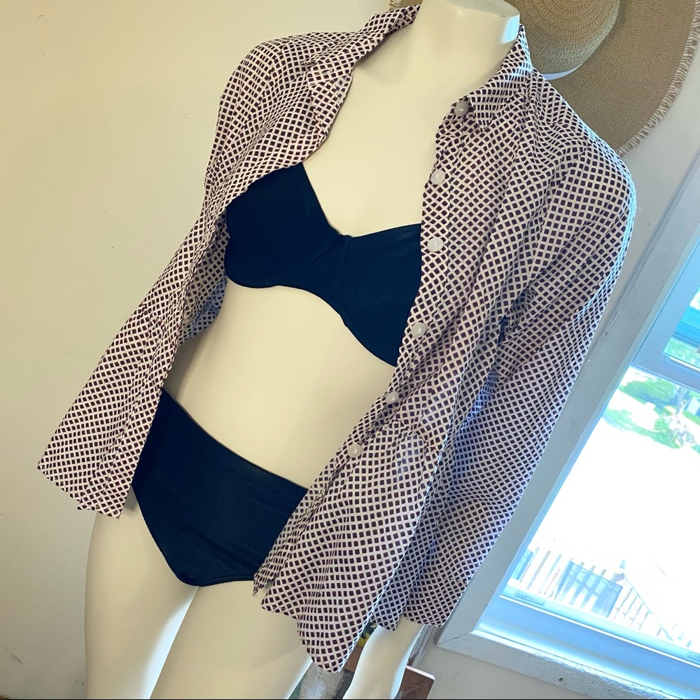 🔹 Tulip // Diamond Pattern Peplum Button Down or Coverup